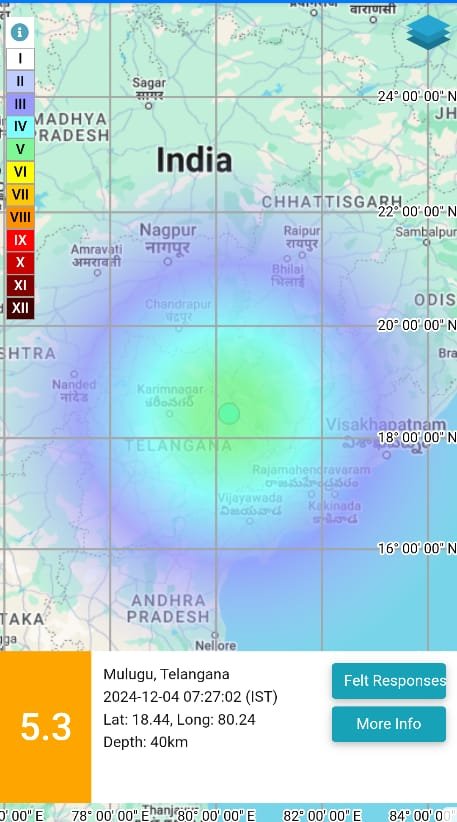 ములుగు జిల్లా వ్యాప్తంగా స్వల్ప భూకంపం.