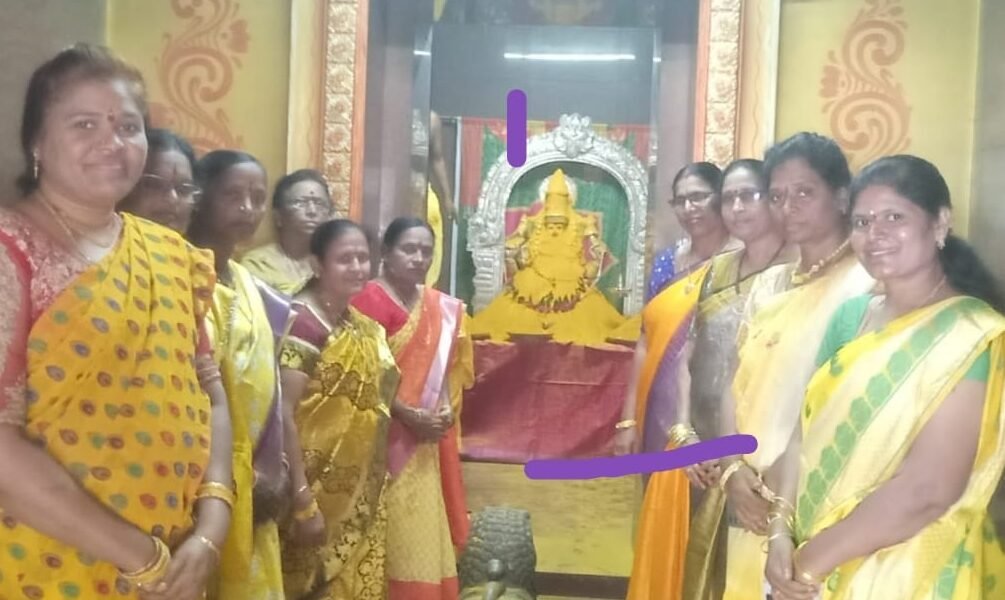వాసవి మాతకు102కేజీల పసుపు తో అభిషేకం